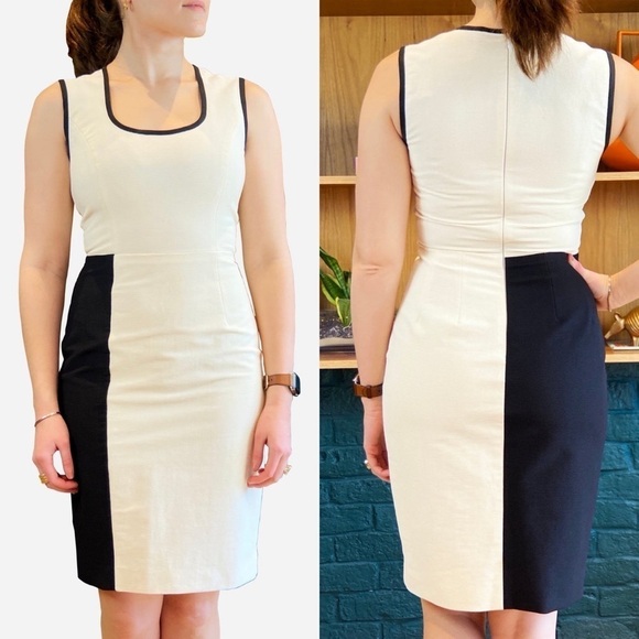 Yigal Azrouel Dress Womens 10 Black White Colorblock Old Money Quiet Luxury - Picture 1 of 13